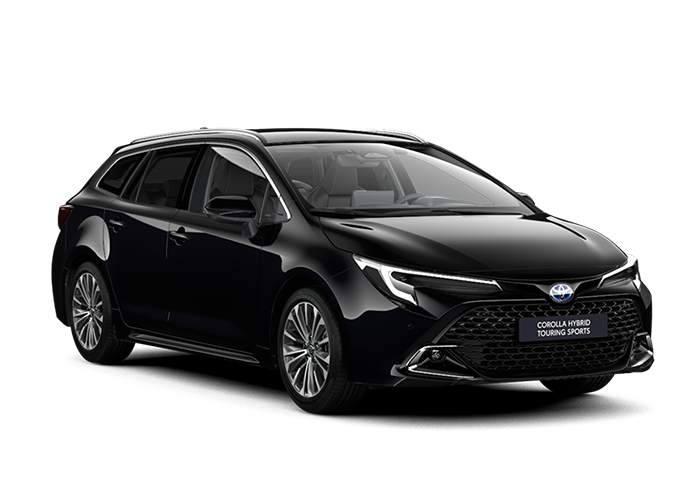 Seitenansicht des schwarzen Corolla Touring Sports Teamplayer Hybrid